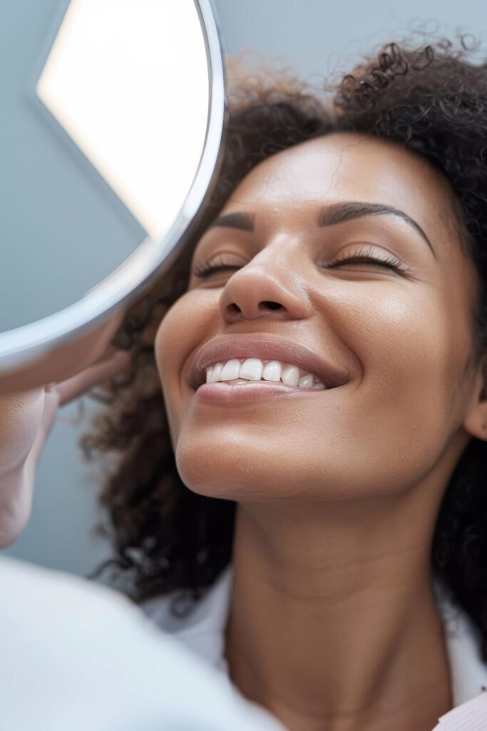 satisfied patient smiling after botox treatment bright welcoming clinic environment 416256 76889 satisfied patient smiling after botox treatment bright welcoming clinic environment 416256 76889