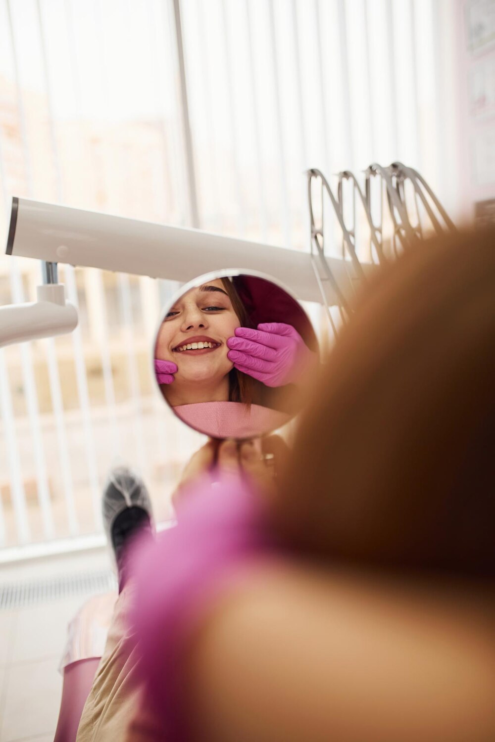 looks mirror little girl visiting dentist clinic conception stomatology 146671 35927 looks mirror little girl visiting dentist clinic conception stomatology 146671 35927